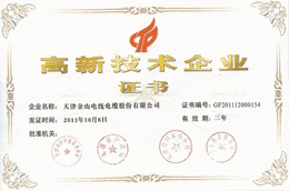 天津叼嘿视频下载线缆高新技术企业证书